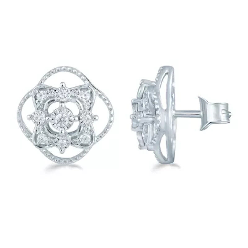 1/4 CT. T.W. Natural White Diamond Sterling Silver 12.5mm Stud Earrings