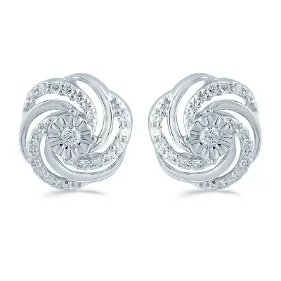 1/3 CT. T.W. Natural White Diamond Sterling Silver 11.2mm Stud Earrings