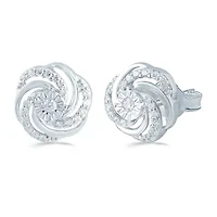3 CT. T.W. Natural White Diamond Sterling Silver 11.2mm Stud Earrings