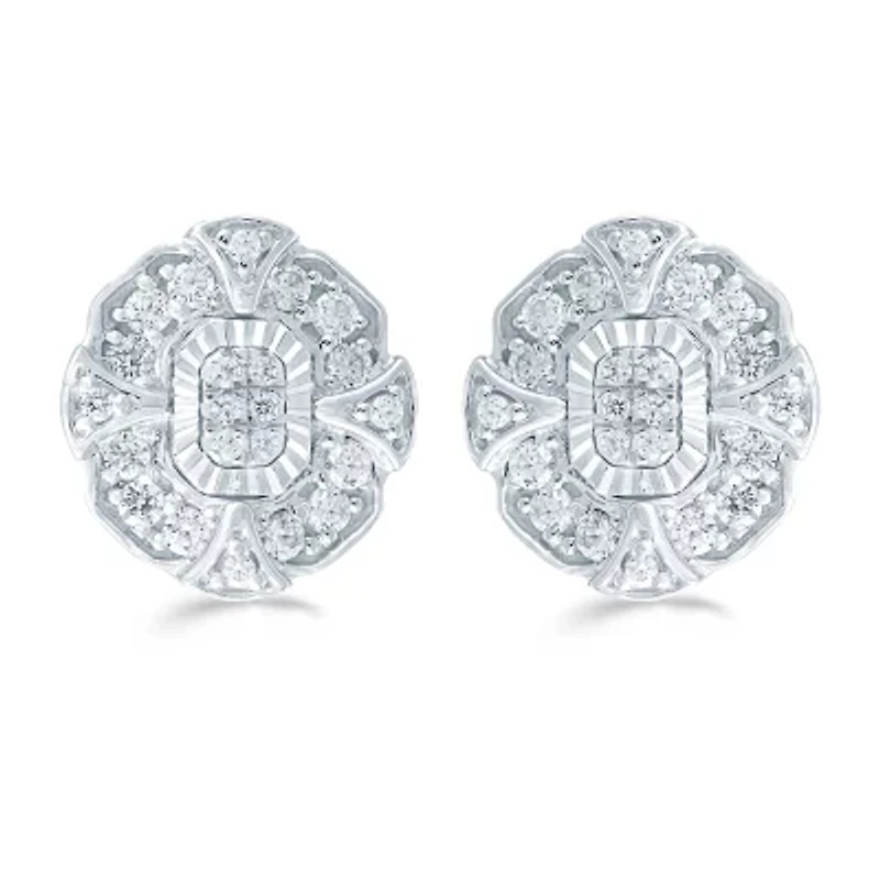 3/8 CT. T.W. Natural White Diamond Sterling Silver 11.2mm Stud Earrings