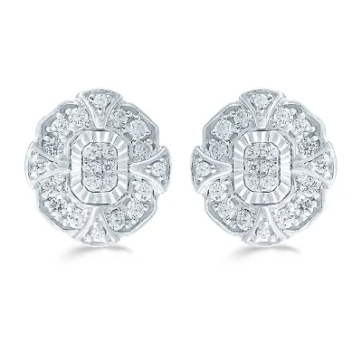 3/8 CT. T.W. Natural White Diamond Sterling Silver 11.2mm Stud Earrings