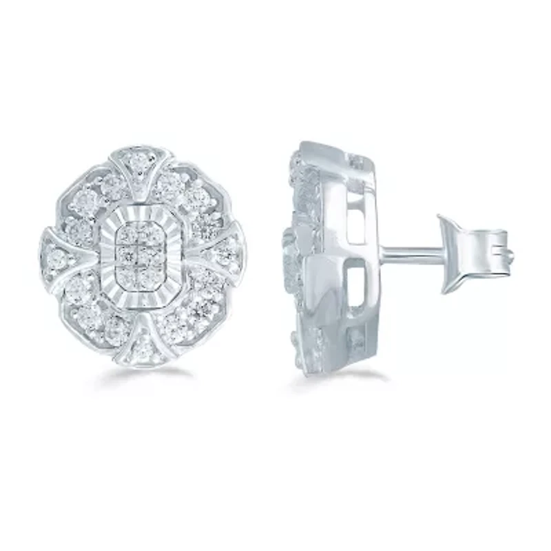 3/8 CT. T.W. Natural White Diamond Sterling Silver 11.2mm Stud Earrings