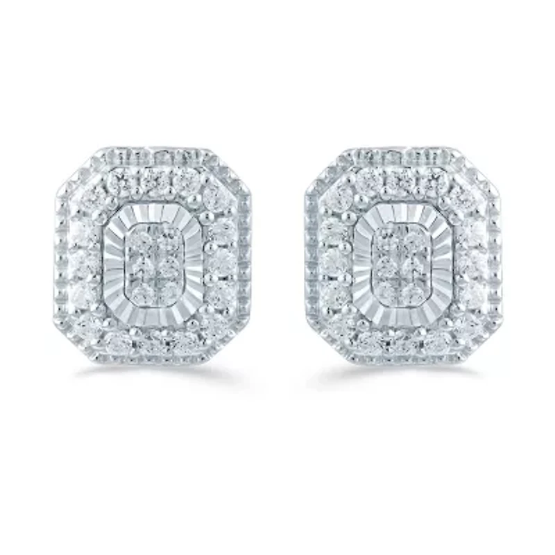 1/3 CT. T.W. Natural White Diamond Sterling Silver 9.1mm Stud Earrings