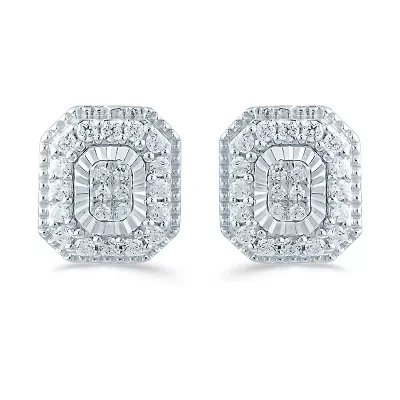 1/3 CT. T.W. Natural White Diamond Sterling Silver 9.1mm Stud Earrings