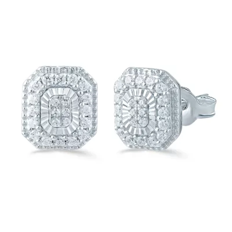 1/3 CT. T.W. Natural White Diamond Sterling Silver 9.1mm Stud Earrings