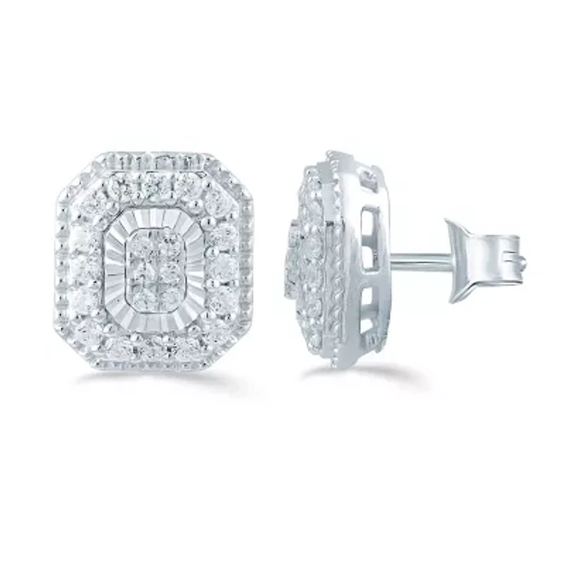 1/3 CT. T.W. Natural White Diamond Sterling Silver 9.1mm Stud Earrings