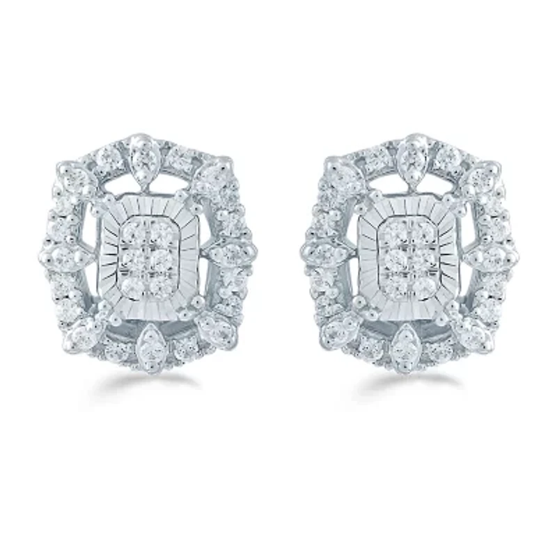 1/4 CT. T.W. Natural White Diamond Sterling Silver 10.1mm Stud Earrings