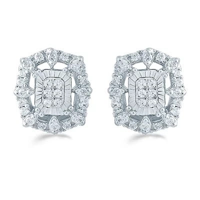 1/4 CT. T.W. Natural White Diamond Sterling Silver 10.1mm Stud Earrings