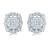1/4 CT. T.W. Natural White Diamond Sterling Silver 10.1mm Stud Earrings