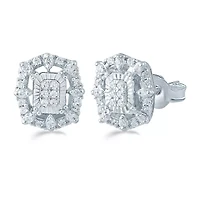 1/4 CT. T.W. Natural White Diamond Sterling Silver 10.1mm Stud Earrings