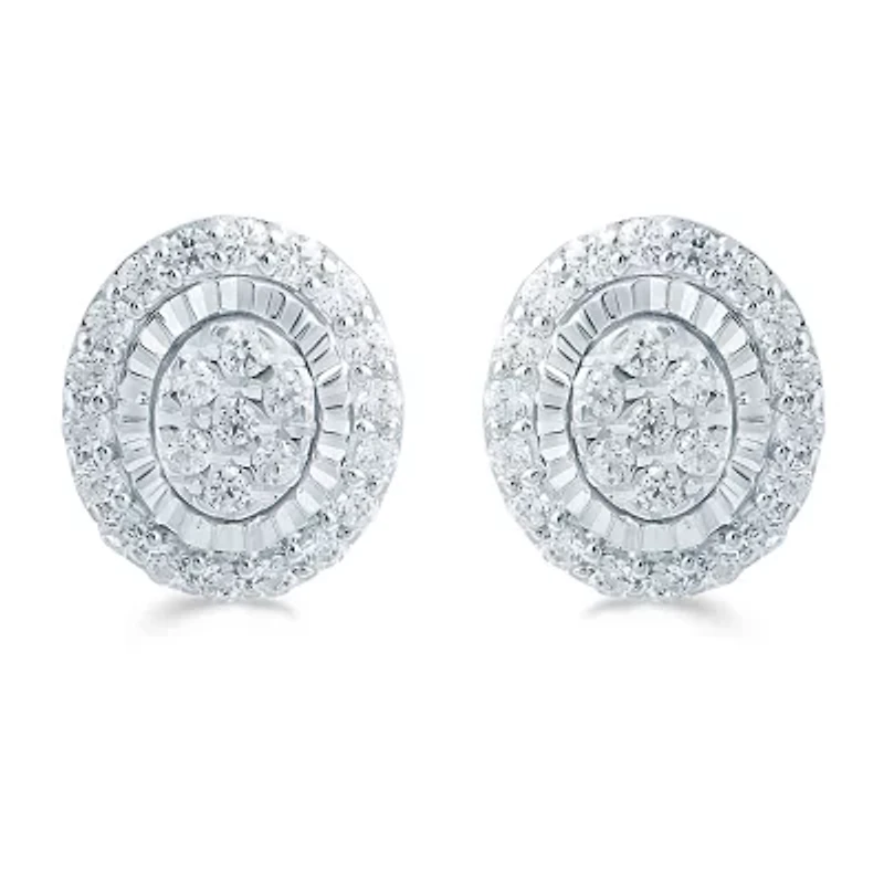 1/3 CT. T.W. Natural White Diamond Sterling Silver 8mm Stud Earrings