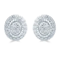 1/3 CT. T.W. Natural White Diamond Sterling Silver 8mm Stud Earrings