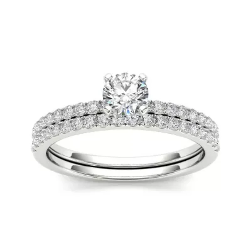 3/4 CT.T.W. Natural Diamond 14K White Gold Bridal Ring Set