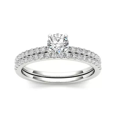 3/4 CT.T.W. Natural Diamond 14K White Gold Bridal Ring Set
