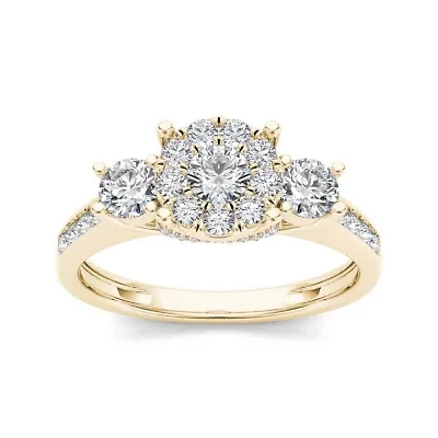 1 CT.T.W. Natural Diamond 10K Yellow Gold 3-Stone Ring