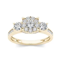 1 CT.T.W. Natural Diamond 10K Yellow Gold 3-Stone Ring