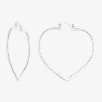 Silver Reflections Pure Silver Over Brass Heart Hoop Earrings