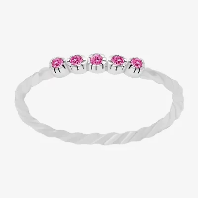Itsy Bitsy Womens 2.5MM Pink Crystal Sterling Silver Hypoallergenic Delicate Band