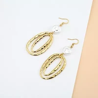 Bold Elements Gold Tone Womens White Simulated Pearl Drop Earrings
