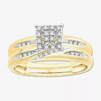 3PC Trio Set Featuring 1/7 CT.T.W.  Diamond 10K or 14K Two Tone Gold Wedding Ring Set