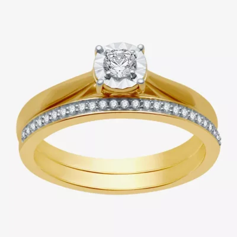 I Said Yes (H-I / I1) Womens 1/4 CT. T.W. Lab Grown White Diamond Sterling Silver Round Solitaire Bridal Set