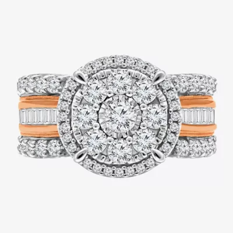 Womens 2 CT. T.W. Natural White Diamond 10K Rose Gold Round Engagement Ring