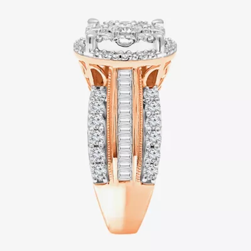 Womens 2 CT. T.W. Natural White Diamond 10K Rose Gold Round Engagement Ring