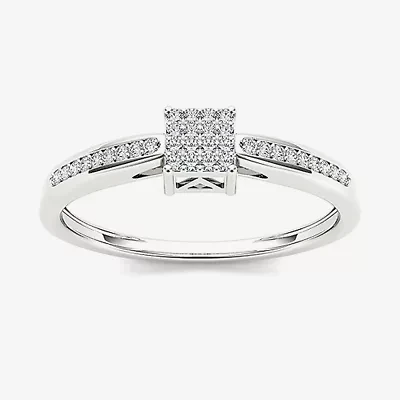 1/10 CT T.W. Natural Diamond 10K White Gold Engagement Ring