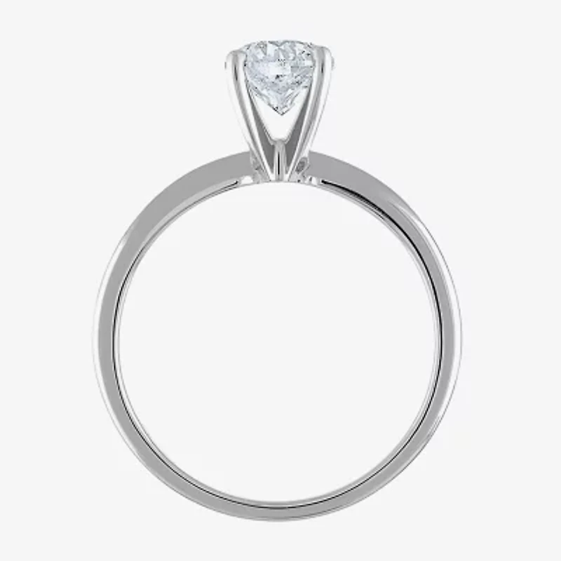 (I / I2) Womens 1 CT. Genuine White Diamond 14K White Gold Round Solitaire Engagement Ring