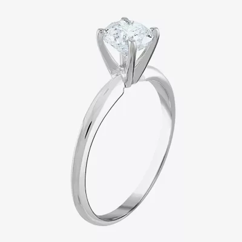 (I / I2) Womens 1 CT. Genuine White Diamond 14K White Gold Round Solitaire Engagement Ring