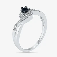 Womens 1/5 CT. Natural Black Diamond Sterling Silver Round Promise Ring