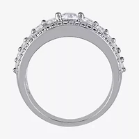 Modern Bride Gemstone Womens 3.5MM Lab Created White Sapphire Sterling Silver Anniversary Band