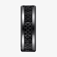 Mens Black Titanium Carbon Fiber Inlay 8mm Wedding Band