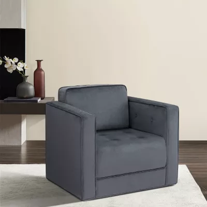 Martha Stewart Madrid Tufted Swivel Upholstered Armchair
