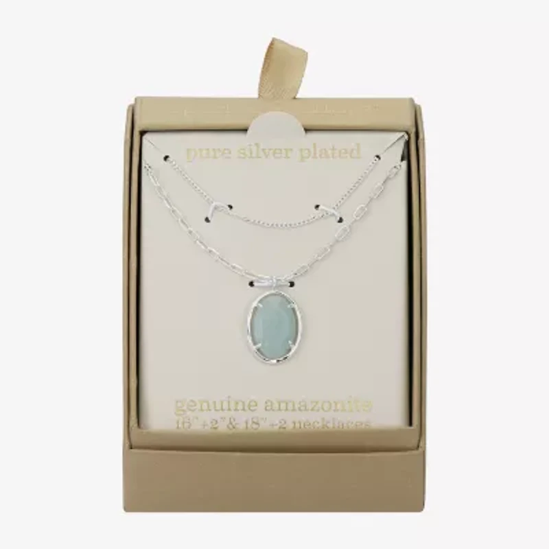 Sparkle Allure Semi Precious Womens Pink Quartz 2-pc. Necklace Set