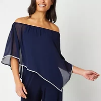 MSK Womens Straight Neck Short Sleeve Jumpsuit
