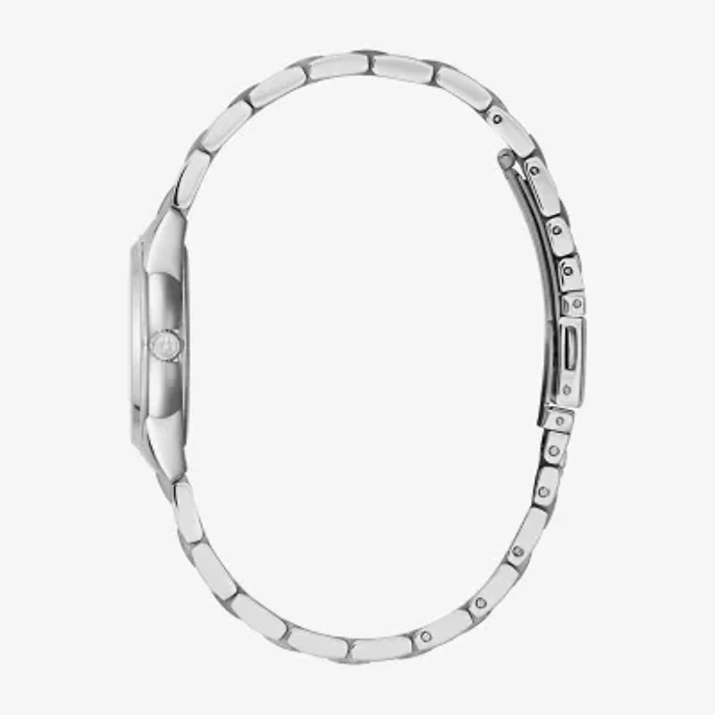 Bulova Dress/Classic Womens Diamond Accent Silver Tone Stainless Steel Bracelet Watch 96p249