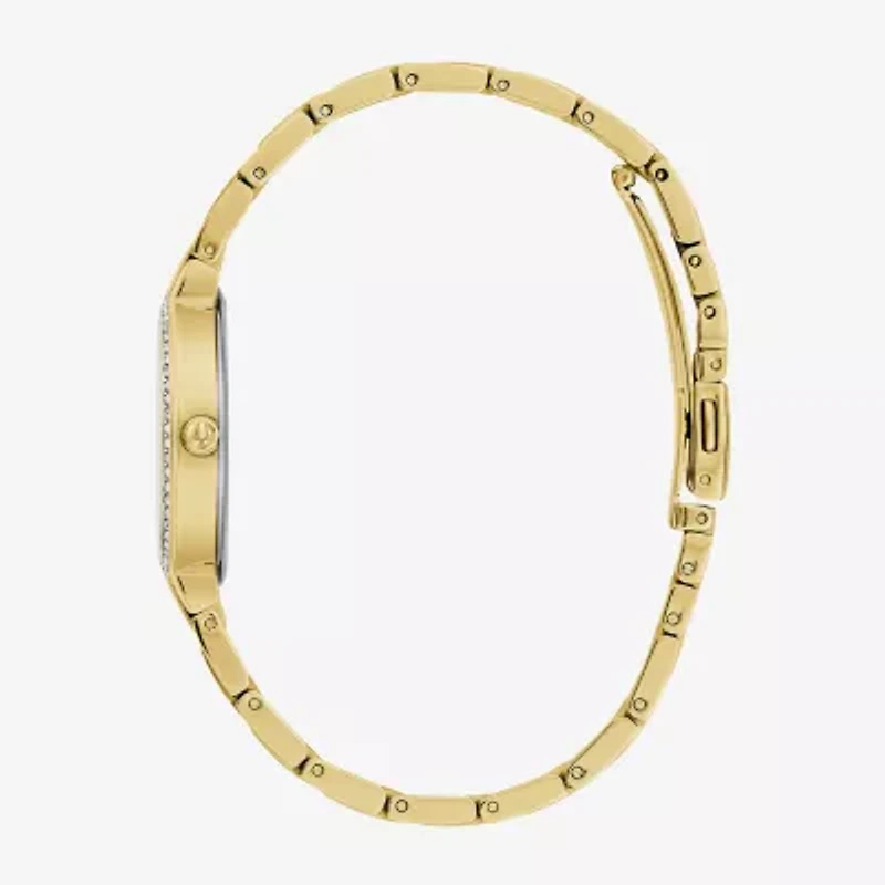 Bulova Crystal Womens Crystal Accent Gold Tone Stainless Steel 2-pc. Watch Boxed Set 98x138