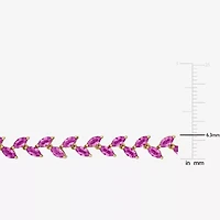 Womens Lab Created Pink Sapphire 18K Gold Over Silver 7.25 Inch Tennis Bracelet