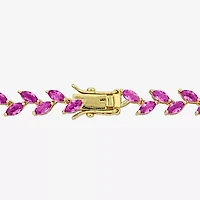 Womens Pink Sapphire Sterling Silver Inch Tennis Necklace