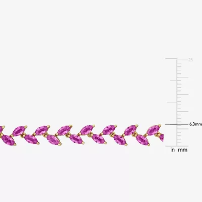 Womens Pink Sapphire Sterling Silver Inch Tennis Necklace