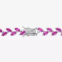 Womens Lab Created Sapphire Sterling Silver Inch Tennis Bracelet