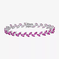 Womens Lab Created Sapphire Sterling Silver Inch Tennis Bracelet