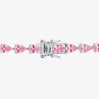 Womens Lab Created Pink Sapphire Sterling Silver 7.25 Inch Tennis Bracelet