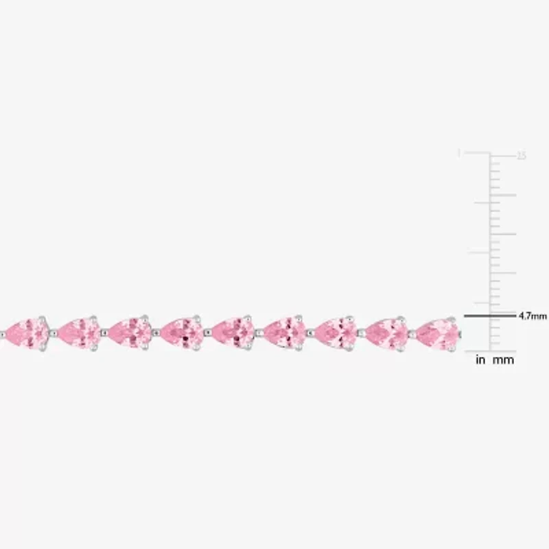 Womens Lab Created Pink Sapphire Sterling Silver 7.25 Inch Tennis Bracelet