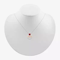 Madre Womens Lab Created Red Ruby 10K Rose Gold Sterling Silver Heart 18 Inch Pendant Necklace