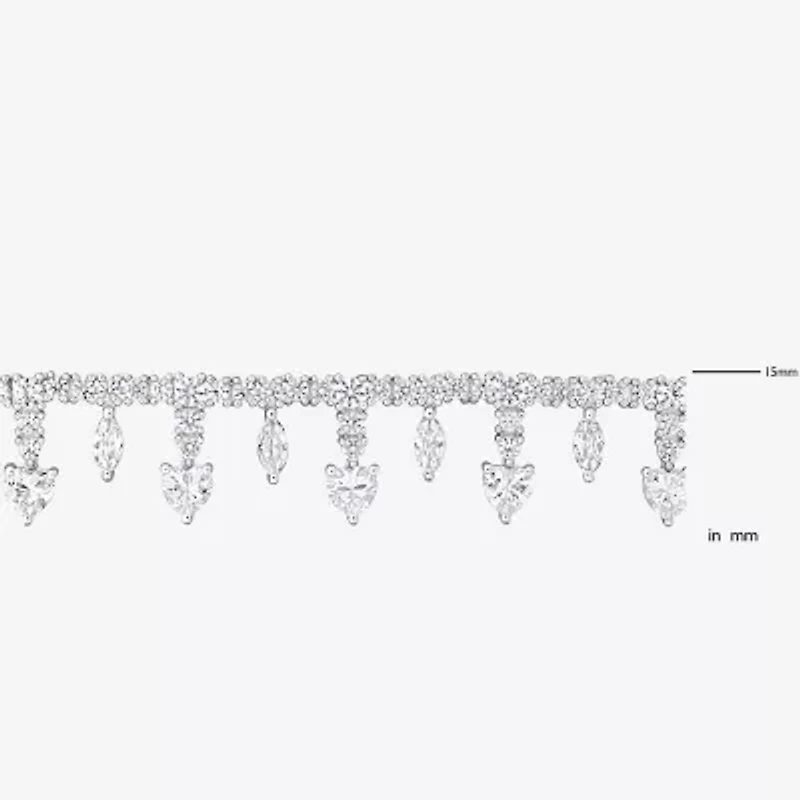 Womens White Sapphire Sterling Silver 17 Inch Tennis Necklace