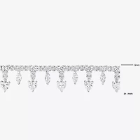Womens White Sapphire Sterling Silver 17 Inch Tennis Necklace
