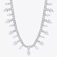 Womens White Sapphire Sterling Silver 17 Inch Tennis Necklace
