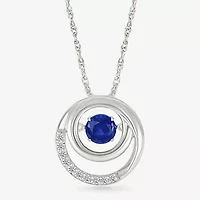 Womens Lab Created Blue Sapphire Sterling Silver Round 18 Inch Pendant Necklace